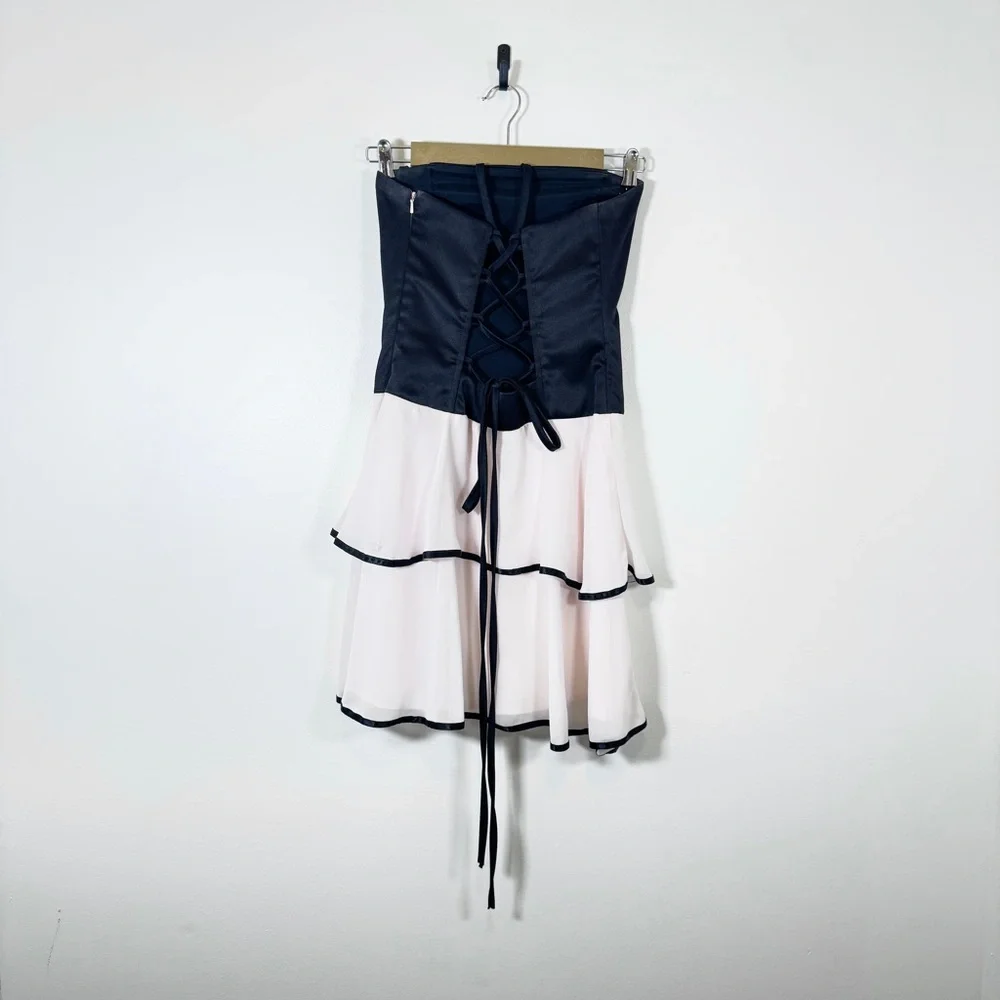 Jessica McClintock - Black and Light Pink Tiered Dress - Picture 5 of 12